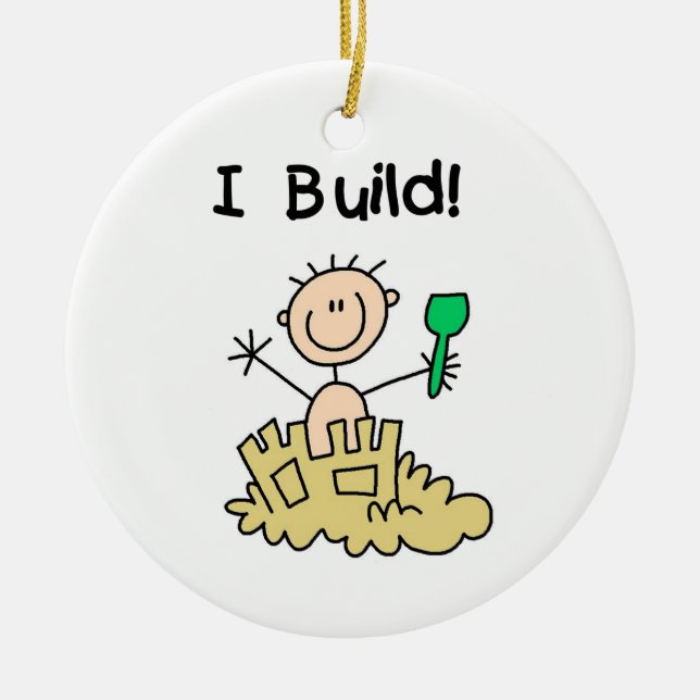 Ornamento De Cerâmica Menino que eu construo (Frente)
