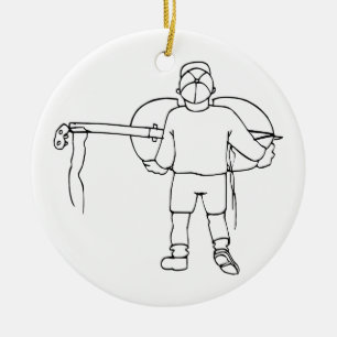 Ornamento De Cerâmica Menino que leva a opinião ereta quebrada da parte