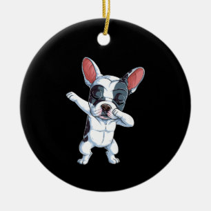 Ornamento De Cerâmica Meninos Bulldog Franceses Cachorros