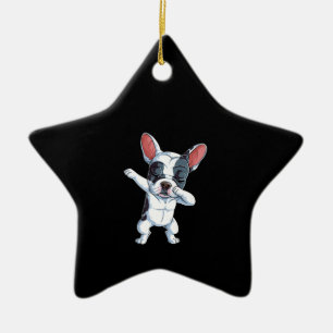 Ornamento De Cerâmica Meninos Bulldog Franceses Cachorros