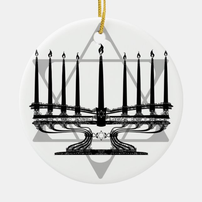 Ornamento De Cerâmica Menorah e estrela mim (Frente)