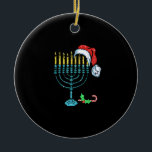 Ornamento De Cerâmica Menorah Santa Hat Chanukah Hanukkah Jewish Christm<br><div class="desc">Este é um presente de excelente para sua família,  amigos durante as férias de Chanucá. Eles ficarão felizes em receber este presente de você durante o feriado de Chanucá.</div>