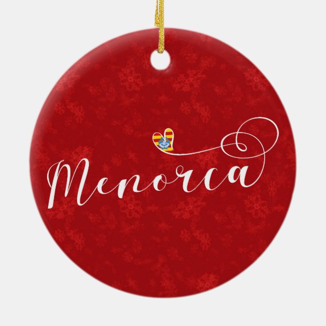 Ornamento De Cerâmica Menorca Flag Heart, Ilhas Baleares (Traseira)