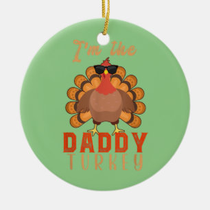 Ornamento De Cerâmica Mens Daddy Turkey Matching Family Group Cute Papa