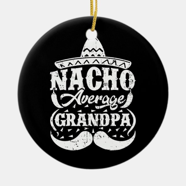 Ornamento De Cerâmica Mens Nacho Média Avô Mexicano Hat Mustache (Frente)