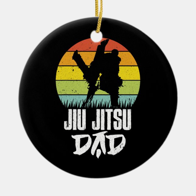 Ornamento De Cerâmica Mens Retro Jiu Jitsu Pai BJJ Pai MMA Jujitsu (Frente)