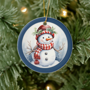 Ornamento De Cerâmica mensagem de data add do boneco de neve de Natal fe