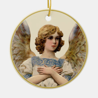 Ornamento De Cerâmica Mensagem de Feriado do Anjo do natal vintage