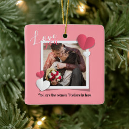 Ornamento De Cerâmica Mensagem de Foto e Amor Personalizada Moderna