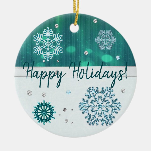 Ornamento De Cerâmica MENSAGEM PERSONALIZADA 3D com Floco de Neve (Frente)