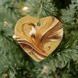 Ornamento De Cerâmica Mensagem Personalizada Oferta Cardíaca "Dourada" C