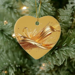 Ornamento De Cerâmica Mensagem Personalizada Oferta Cardíaca "Dourada" C