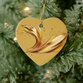 Ornamento De Cerâmica Mensagem Personalizada Oferta Cardíaca "Dourada" C