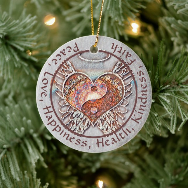 Ornamento De Cerâmica Mensagem Personalizada Yin Yang Heart (Árvore)