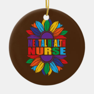 Ornamento De Cerâmica Mental Health Nurse Rainbow Sunflower LGBT