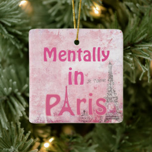 Ornamento De Cerâmica Mentally In Paris Ceramic Ornament