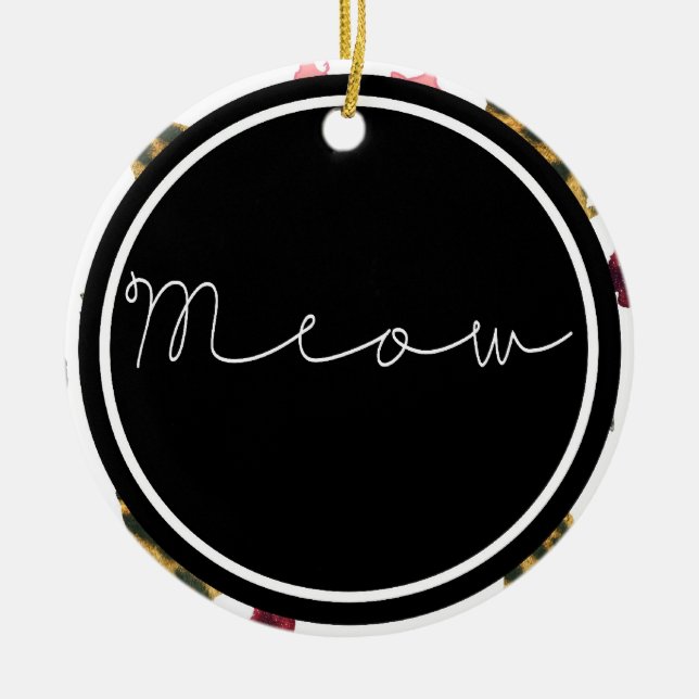 Ornamento De Cerâmica Meow dos gatos (Frente)