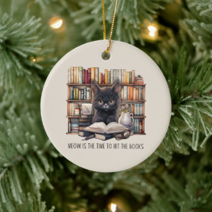 Ornamento De Cerâmica Meow É A Hora De Atingir Os Livros