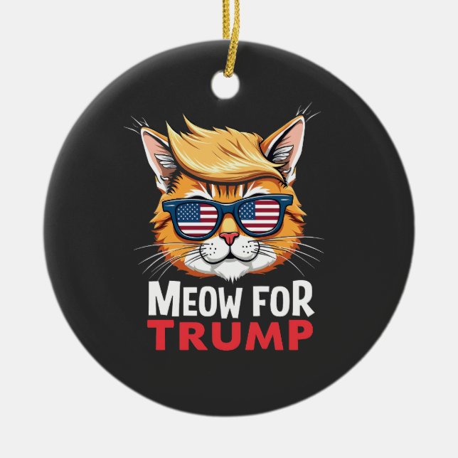 Ornamento De Cerâmica Meow For Trump Cat Kitten Vote (Frente)