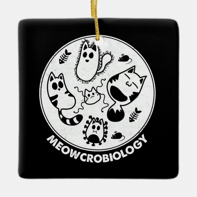 Ornamento De Cerâmica Meowcrobiology Microbiology Science Cat Lovers (Frente)