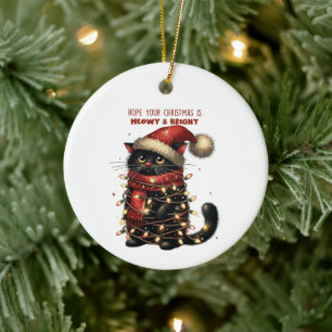 Ornamento De Cerâmica Meowy & Bright Cat