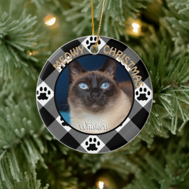 Ornamento De Cerâmica MEOWY CHRISTMAS Cat (Árvore)
