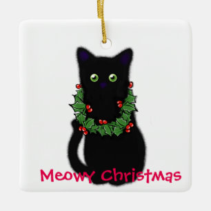 Ornamento De Cerâmica Meowy Christmas presente para amantes de gatos