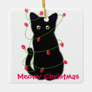Ornamento De Cerâmica Meowy Christmas presente para animais de estima