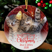 Meowy Natal duas fotos divertidas amante de gatos