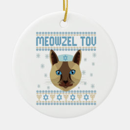 Ornamento De Cerâmica Meowzel Tov Cat Mazel Ugly Hanukkah Suéter Present