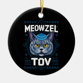Ornamento De Cerâmica Meowzel Tov Hanukkah Feriado Judaico do Gato