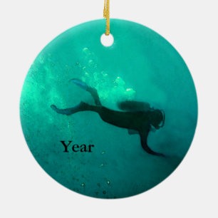 Ornamento De Cerâmica Mergulhador Oceano Scuba