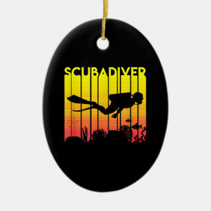Ornamento De Cerâmica Mergulho Scuba Diver Silhouette Mergulhando Nadado