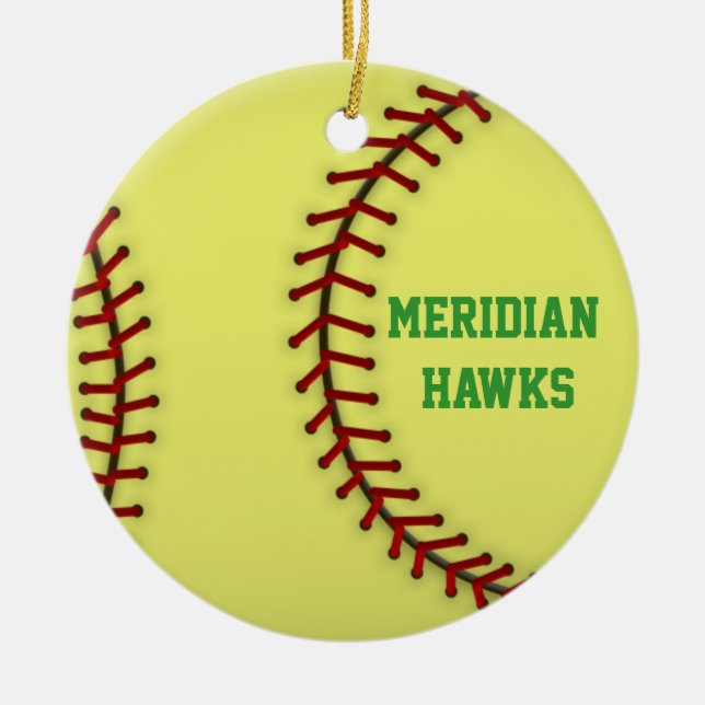 Ornamento De Cerâmica Meridian Hawks Softball (Frente)