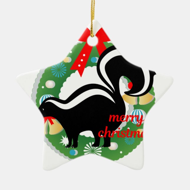 Ornamento De Cerâmica meritório skunk de natal (Frente)