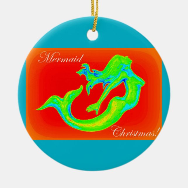 Ornamento De Cerâmica mermaid christmas ornament (Frente)