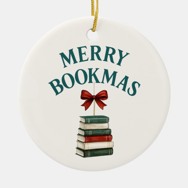 Ornamento De Cerâmica Merry Bookmas  (Frente)