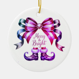 Ornamento De Cerâmica Merry & Bright Christmas Festive Ornament