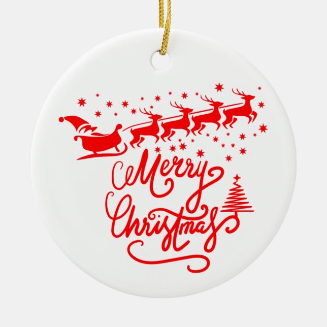 ORNAMENTO DE CERÂMICA MERRY CHRISTMAS (Frente)