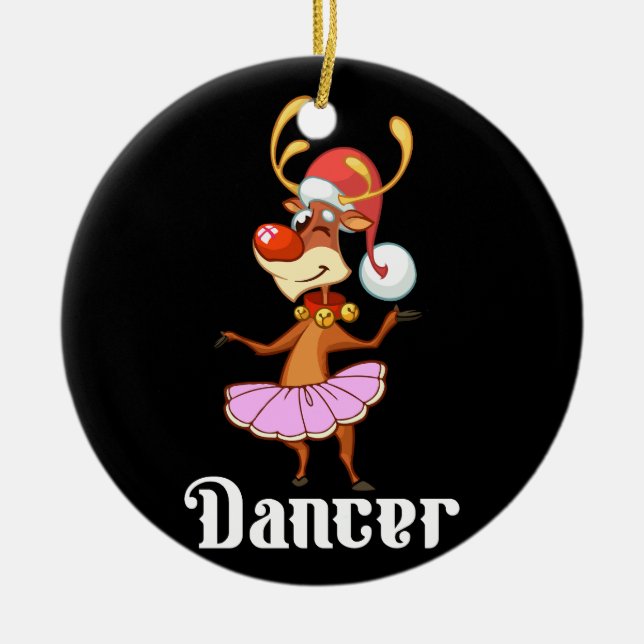 Ornamento De Cerâmica Merry Christmas Dancing Reindeer Cute Deer Dancer (Frente)