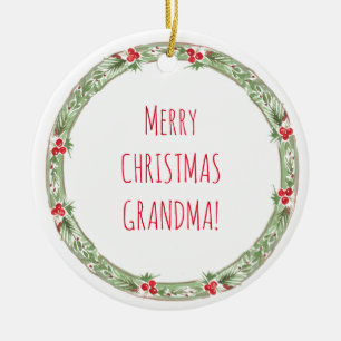 Ornamento De Cerâmica MERRY CHRISTMAS GRANDMA! Amor Vovô XOXO