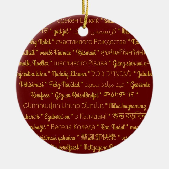 Ornamento De Cerâmica Merry Christmas in Foreign Languages (Frente)
