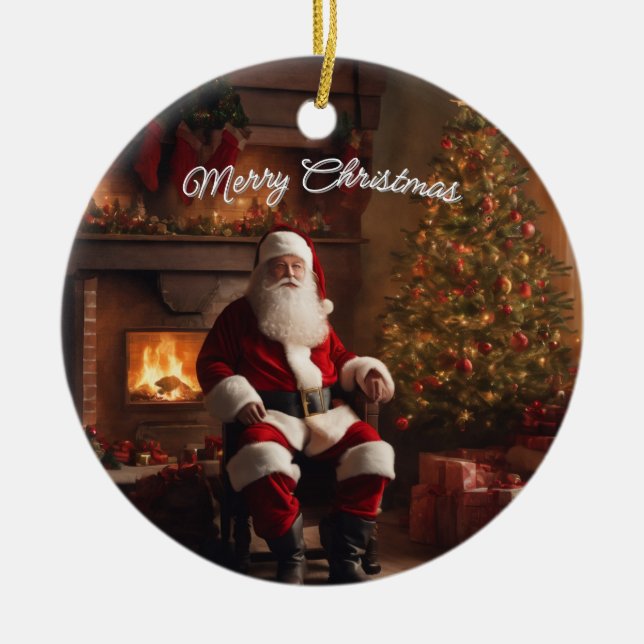 Ornamento De Cerâmica Merry Christmas Ornament: Festive Holiday Keepsake (Frente)