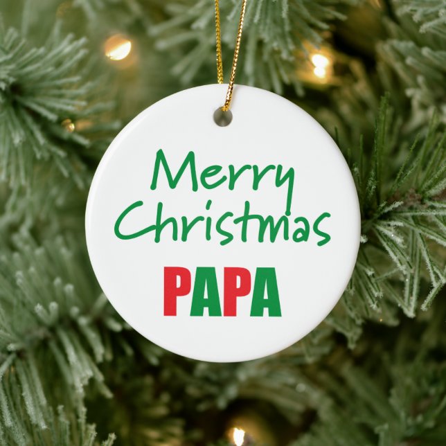 Ornamento De Cerâmica Merry Christmas Papa Photo Ornament (Árvore)