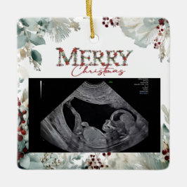Ornamento De Cerâmica Merry Christmas Pregnancy Ultrasound