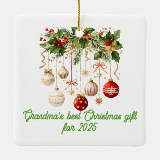 Ornamento De Cerâmica Merry Christmas Pregnancy Ultrasound Photo Grandma
