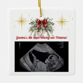 Ornamento De Cerâmica Merry Christmas Pregnancy Ultrasound Photo Grandma
