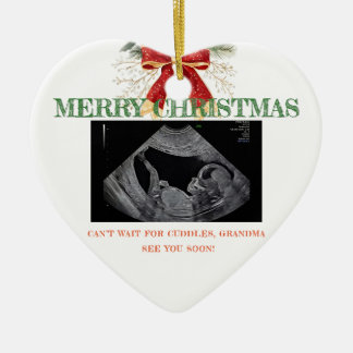 Ornamento De Cerâmica Merry Christmas Pregnancy Ultrasound Photo Grandma