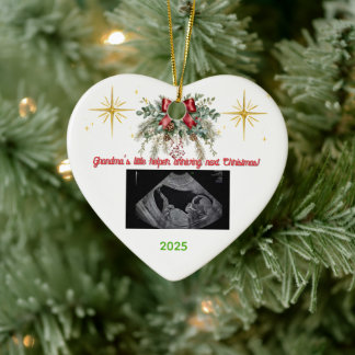 Ornamento De Cerâmica Merry Christmas Pregnancy Ultrasound Photo Grandma