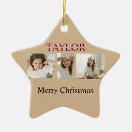 Ornamento De Cerâmica Merry Christmas Tree Ornament – Kid Photo And Name